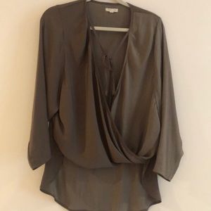 Urban Outfitters Army Green Surplice Silky Top XS